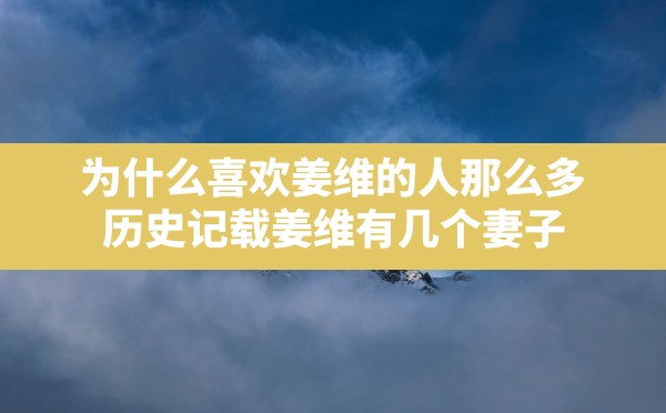 为什么喜欢姜维的人那么多,历史记载姜维有几个妻子 - 凌海手游网