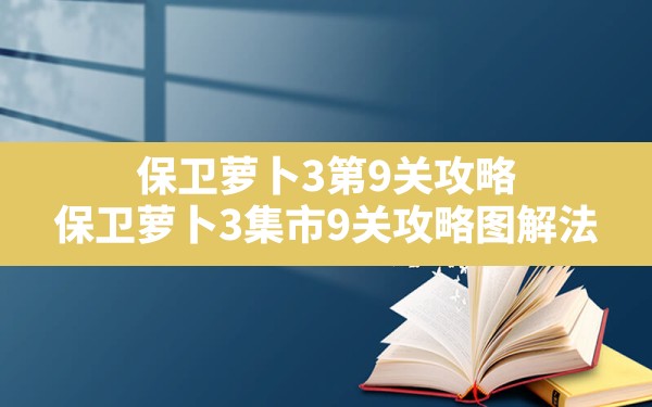 保卫萝卜3第9关攻略(保卫萝卜3集市9关攻略图解法) - 凌海手游网