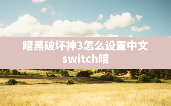 暗黑破坏神3怎么设置中文,switch暗黑3卡带更新中文 - 凌海手游网