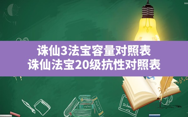 诛仙3法宝容量对照表,诛仙法宝20级抗性对照表 - 凌海手游网