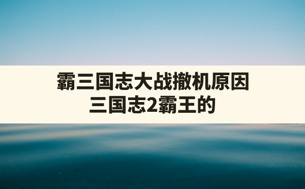 霸三国志大战撤机原因,三国志2霸王的大陆武将出场时间 - 凌海手游网