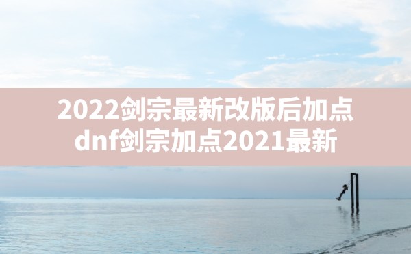 2022剑宗最新改版后加点(dnf剑宗加点2021最新) - 凌海手游网