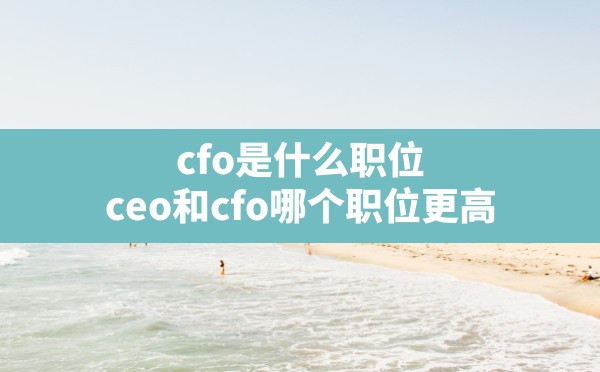 cfo是什么职位,ceo和cfo哪个职位更高 - 凌海手游网