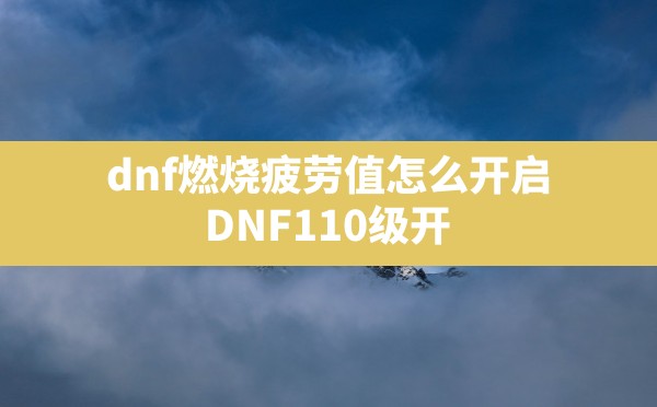 dnf燃烧疲劳值怎么开启(DNF110级开疲劳值燃烧划算吗) - 凌海手游网