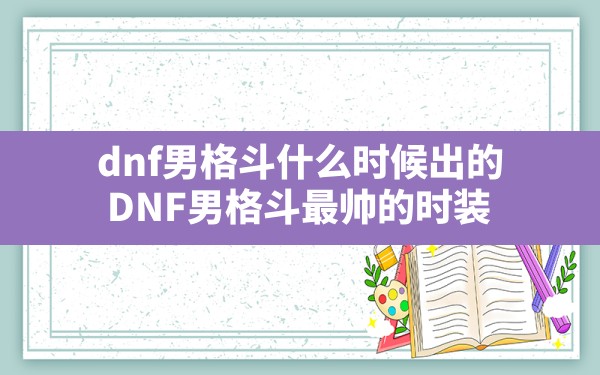 dnf男格斗什么时候出的,DNF男格斗最帅的时装 - 凌海手游网