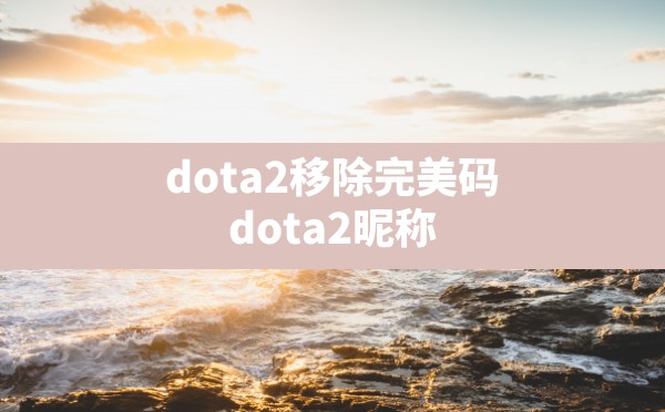 dota2移除完美码(dota2昵称强制变成一串数字) - 凌海手游网