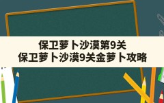 保卫萝卜沙漠第9关(保卫萝卜沙漠9关金萝卜攻略)