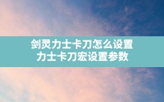 剑灵力士卡刀怎么设置,力士卡刀宏设置参数