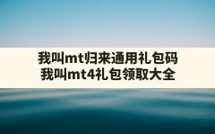 我叫mt归来通用礼包码(我叫mt4礼包领取大全)