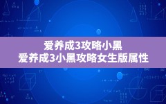 爱养成3攻略小黑,爱养成3小黑攻略女生版属性