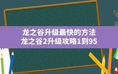 龙之谷升级最快的方法,龙之谷2升级攻略1到95