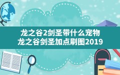 龙之谷2剑圣带什么宠物(龙之谷剑圣加点刷图2019)