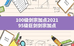 100级剑宗加点2021(95级巨剑剑宗加点)