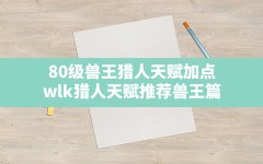 80级兽王猎人天赋加点(wlk猎人天赋推荐兽王篇)