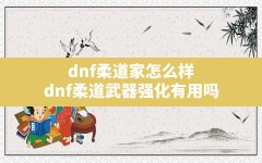 dnf柔道家怎么样(dnf柔道武器强化有用吗)