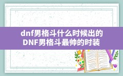 dnf男格斗什么时候出的,DNF男格斗最帅的时装