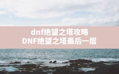 dnf绝望之塔攻略,DNF绝望之塔最后一层