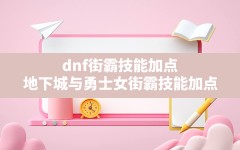 dnf街霸技能加点(地下城与勇士女街霸技能加点)