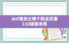 dnf鬼剑士哪个职业厉害,110级版本男鬼剑士有什么变化