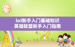 lol新手入门基础知识,英雄联盟新手入门指南