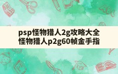 psp怪物猎人2g攻略大全(怪物猎人p2g60帧金手指)