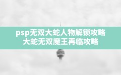 psp无双大蛇人物解锁攻略,大蛇无双魔王再临攻略