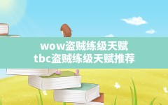 wow盗贼练级天赋,tbc盗贼练级天赋推荐